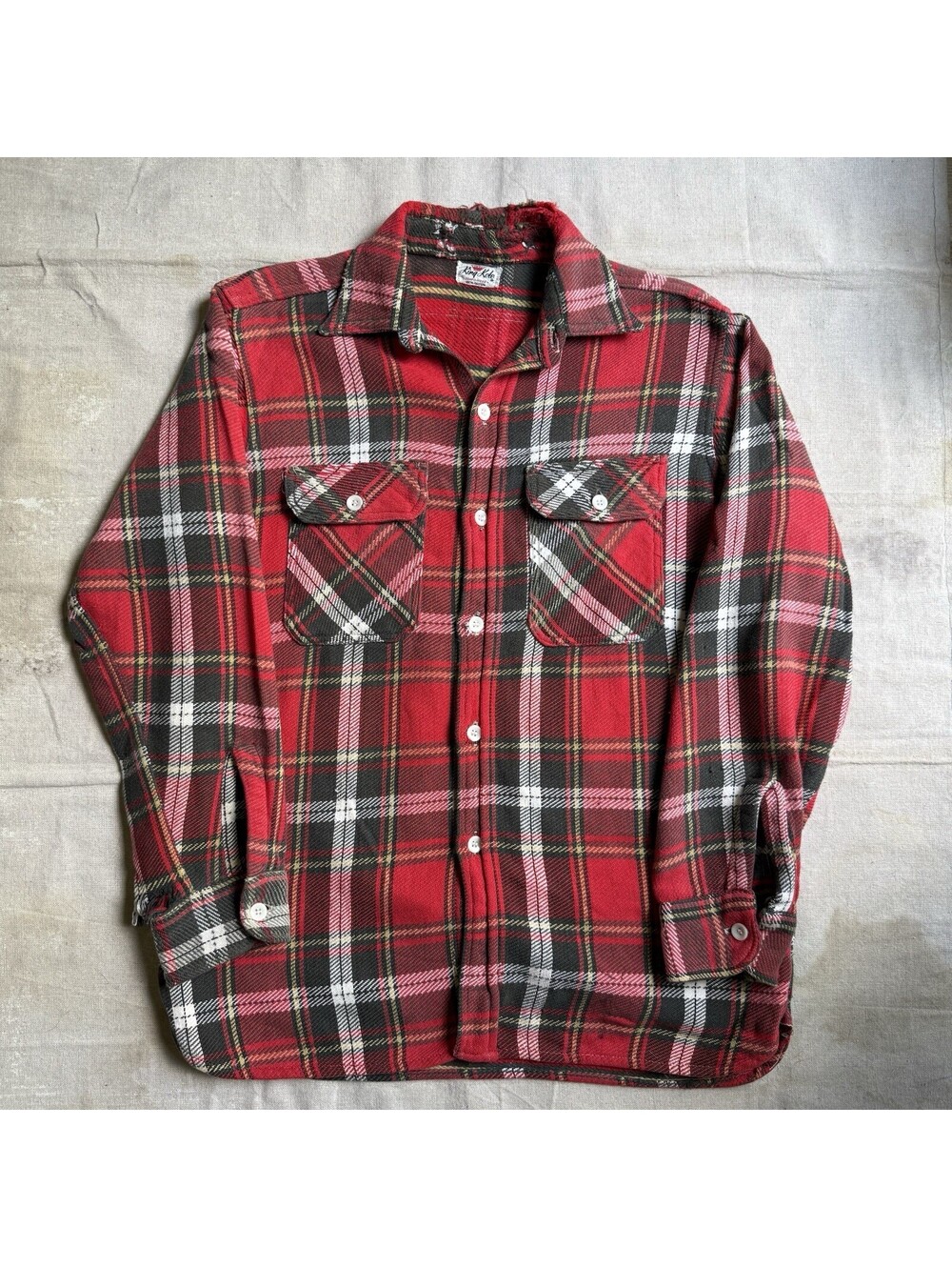 King Kole Flannel Shirt 50s/60s Sanforized 100% Cotton Retro Vintage Large